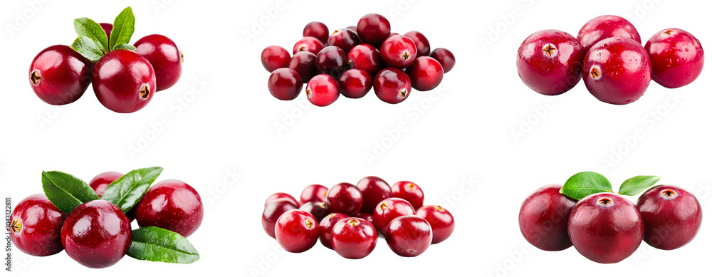 Fresh cranberries. Set of png on transparent background Fresh cranberries. Set of png on transparent background