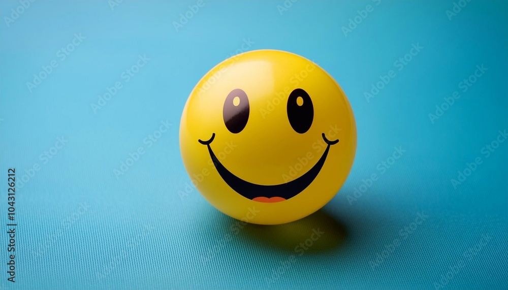 Fototapeta premium A smile emoji ball on a background reflecting