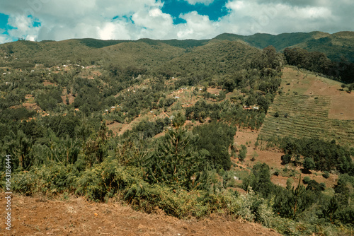 Scenic view of mountain landscapes at Kigulu Hakwewa trail at Magamba Nature Forest Reserves in Usambara Mountains Range, Tanzania
 photo