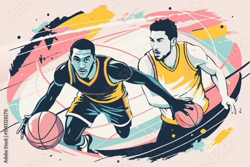 Dynamic Basketball Players in Intense Court Action