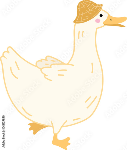 Cute duck cartoon on white background. Vector illustration.