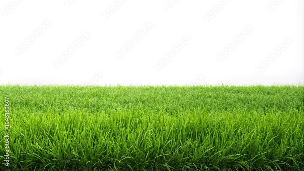 Fototapeta premium Green grass field isolated on white background