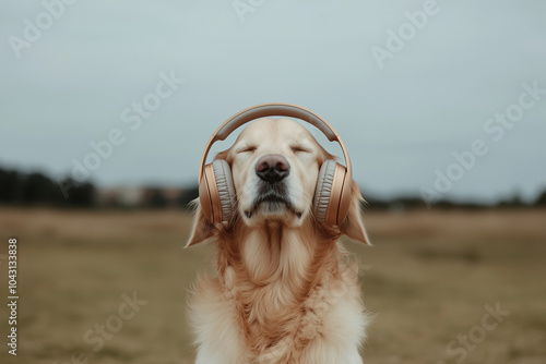 Musikliebhaber Hund, Labrador hört Musik

