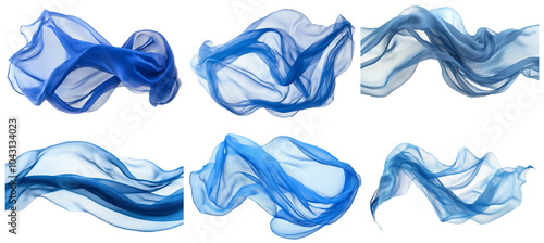 blue chiffon isolated on transparent background