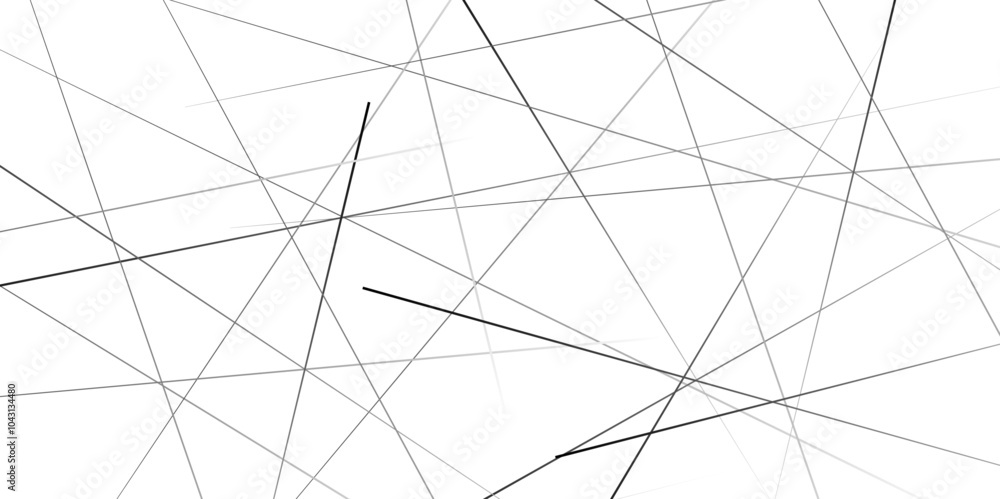 Obraz premium Abstract white background with random black lines. Random chaotic lines abstract geometric pattern texture.