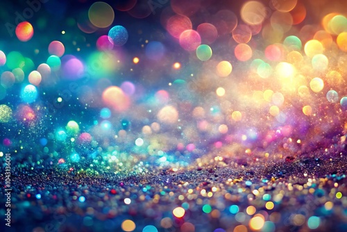 Dreamy Iridescent Particle Sweep with High Depth of Field, Ethereal Glow, Magical Light Effects, Vibrant Colors, Abstract Background, Enchanting Atmosphere, Visual Serenity