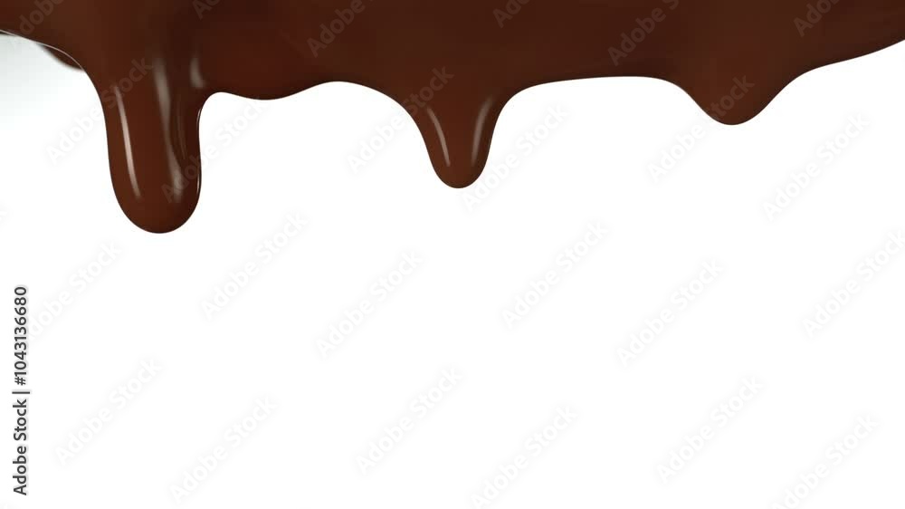 Super Slow Motion Detail Shot of Slowly Dripping Chocolate Isolated on White Background at 1000fps. Super Slow Motion Detail Shot of Slowly Dripping Chocolate Isolated on White Background at 1000fps.