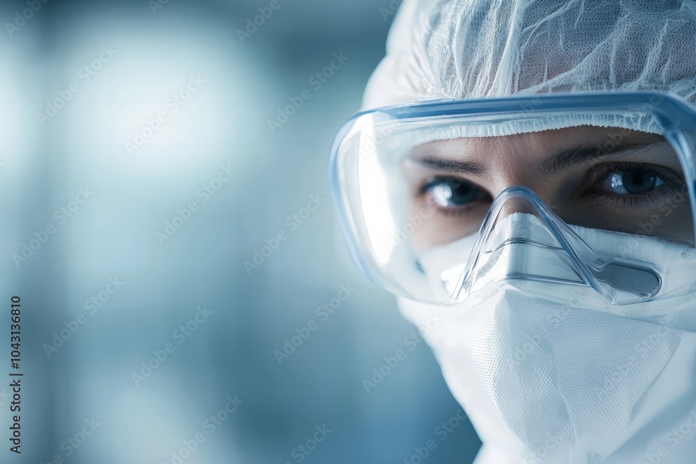 Close-Up of a Medical Professional in Protective Gear Focused on Patient Care and Safety Close-Up of a Medical Professional in Protective Gear Focused on Patient Care and Safety