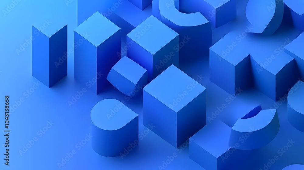Abstract geometric composition, blue background design, 3d render Abstract geometric composition, blue background design, 3d render