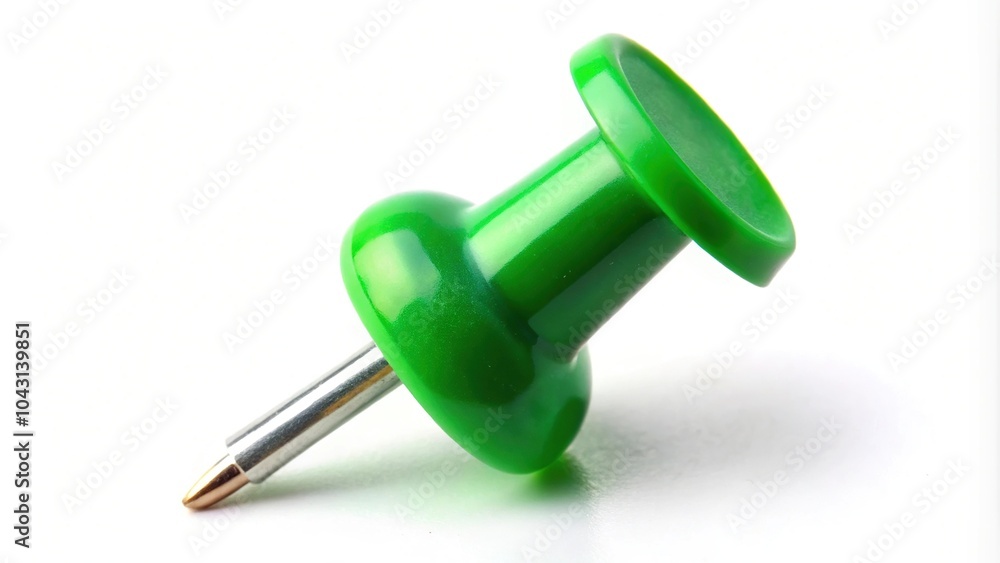 Green push pin or thumbtack isolated on white background Green push pin or thumbtack isolated on white background