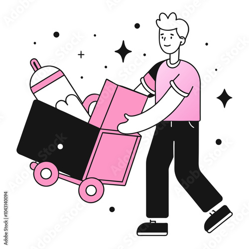 moving out business illustration of a man