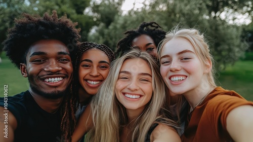 Happy Friends Taking a Selfie in Nature