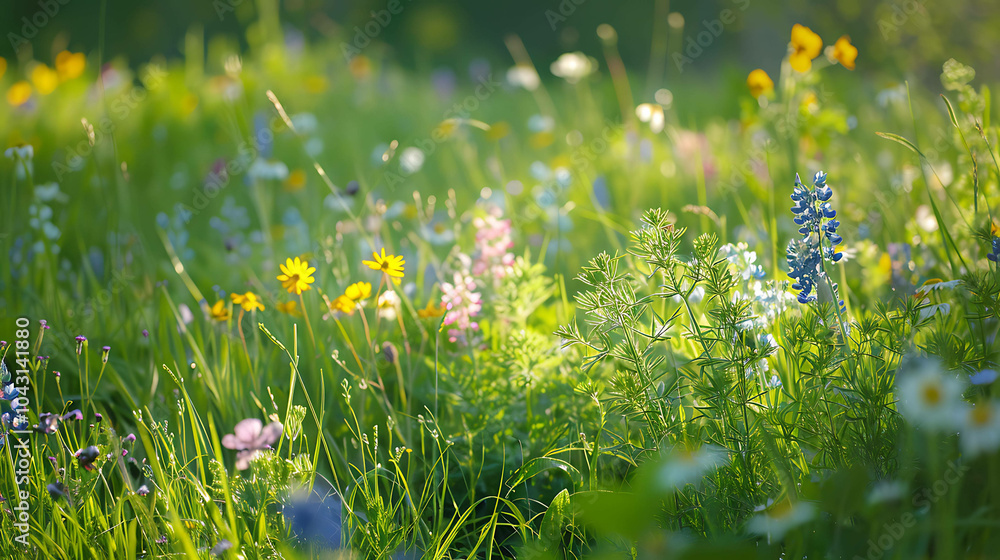 Fototapeta premium A beautiful shot of a field of flowers in full bloom. The colors are vibrant and the petals are delicate.