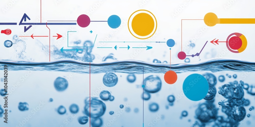 Minimalist diagram depicting pfas contamination from industrial waste into natural water sources Minimalist diagram depicting pfas contamination from industrial waste into natural water sources