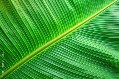 Green textured banana palm leaf nature background from high angle