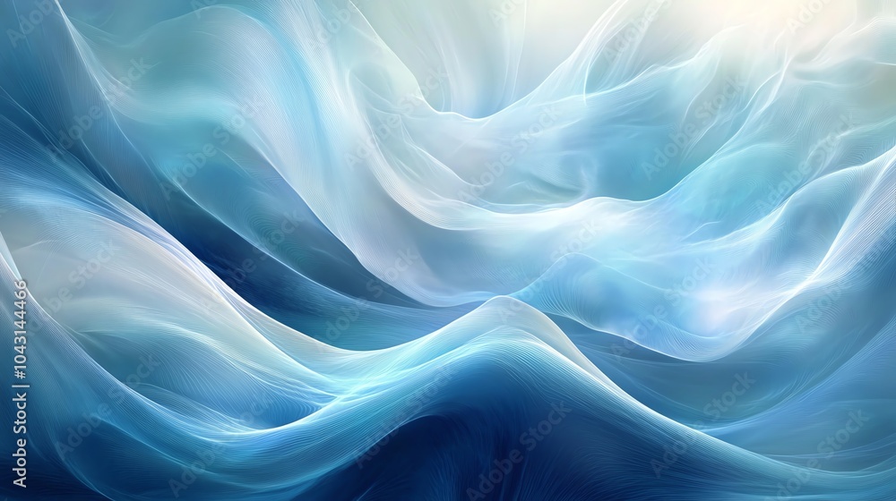 Abstract smooth waves in calming blue tones, perfect for backgrounds and designs.