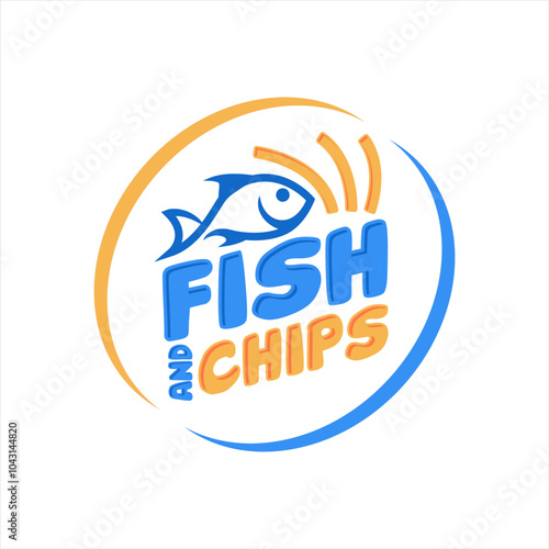 fish and chips logo sticker banner emblem vector illustration template
