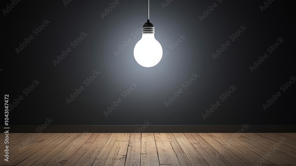 Glowing Lightbulb in an Empty Room Glowing Lightbulb in an Empty Room