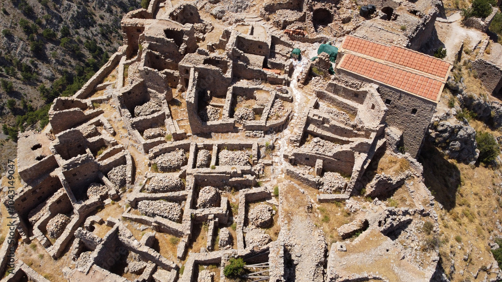 Chios island - Greece. The abandoned village of Anavatos, often called the