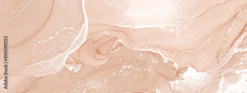 Beige, brown, peachy watercolor fluid painting vector background design. Dusty pastel, neutral and golden marble. Dye elegant soft splash style. Alcohol ink.