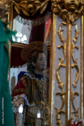 Festival of Sant'Efisio in Cagliari, Sardinia. The statue of Saint Effisio in  Sant'Efisio's Church, in the old part of town. photo