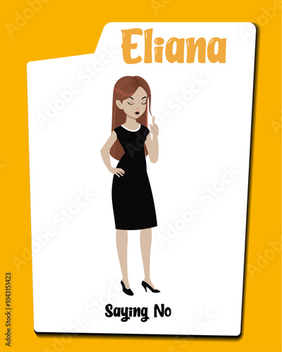 A businesswoman cartoon character saying no AKA Eliana. Pretty businesswoman cartoon character.