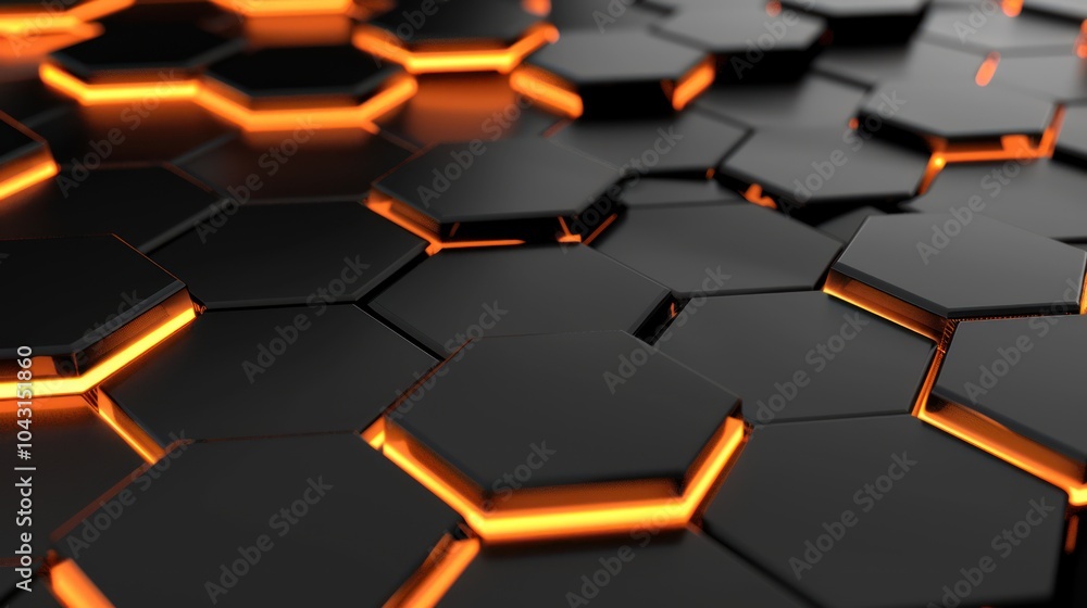 Abstract Black and Orange Hexagon Pattern Abstract Black and Orange Hexagon Pattern