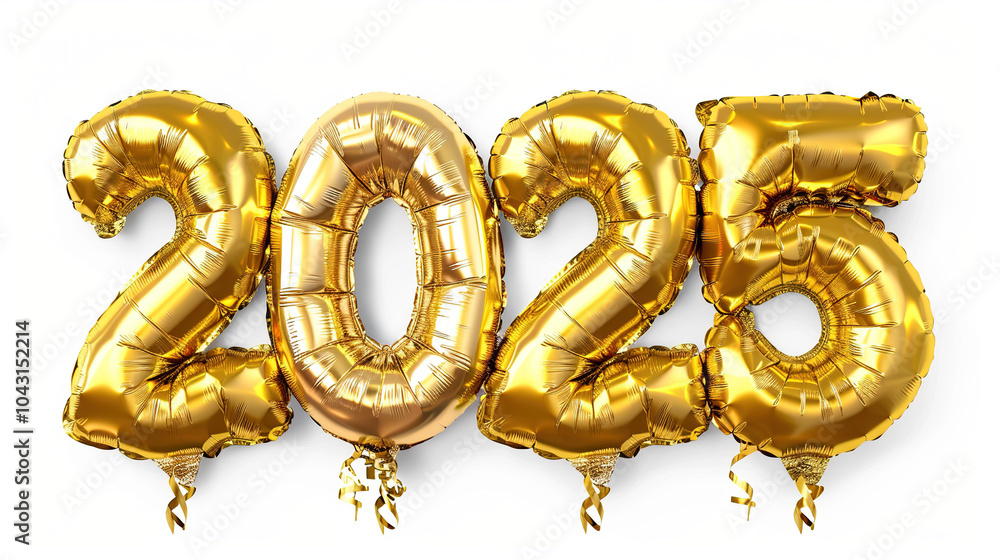 Gold foil balloons form the number Gold foil balloons form the number