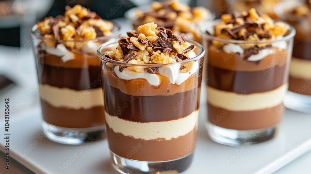 Indulge in decadent chocolate and caramel verrine layers for a luxurious dessert experience Indulge in decadent chocolate and caramel verrine layers for a luxurious dessert experience