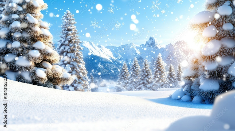 Fototapeta premium Majestic winter wonderland heavy snowfall over a serene mountain landscape