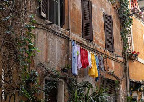 old house with laundry in Rome