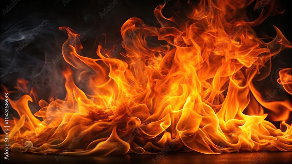 Dynamic orange flames with a smoky background Dynamic orange flames with a smoky background