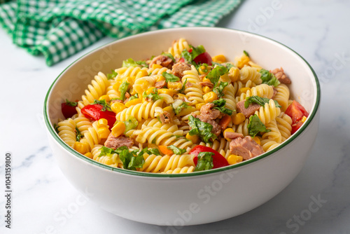 Tuna fusilli pasta salad is...