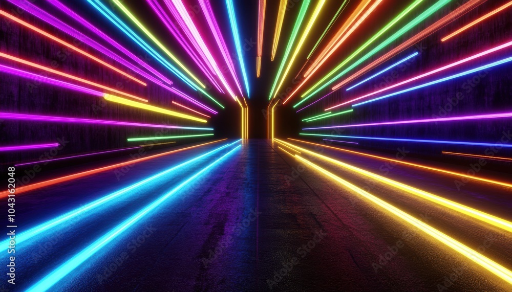 Fototapeta premium Neon Lights Tunnel.