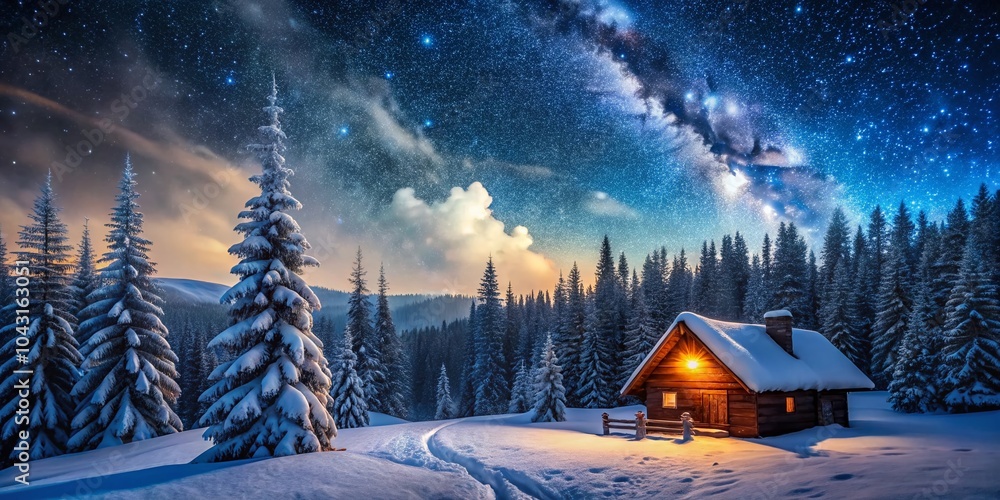 Fototapeta premium Captivating Winter Wonderland: Christmas Snowy Landscape for Holiday Decor