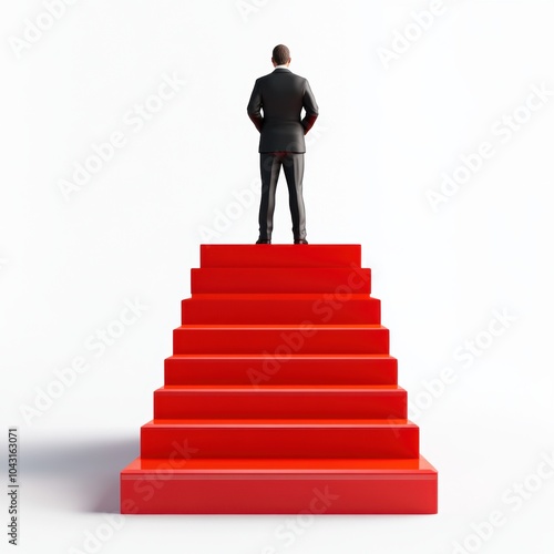 Businessman on Red Stairs.