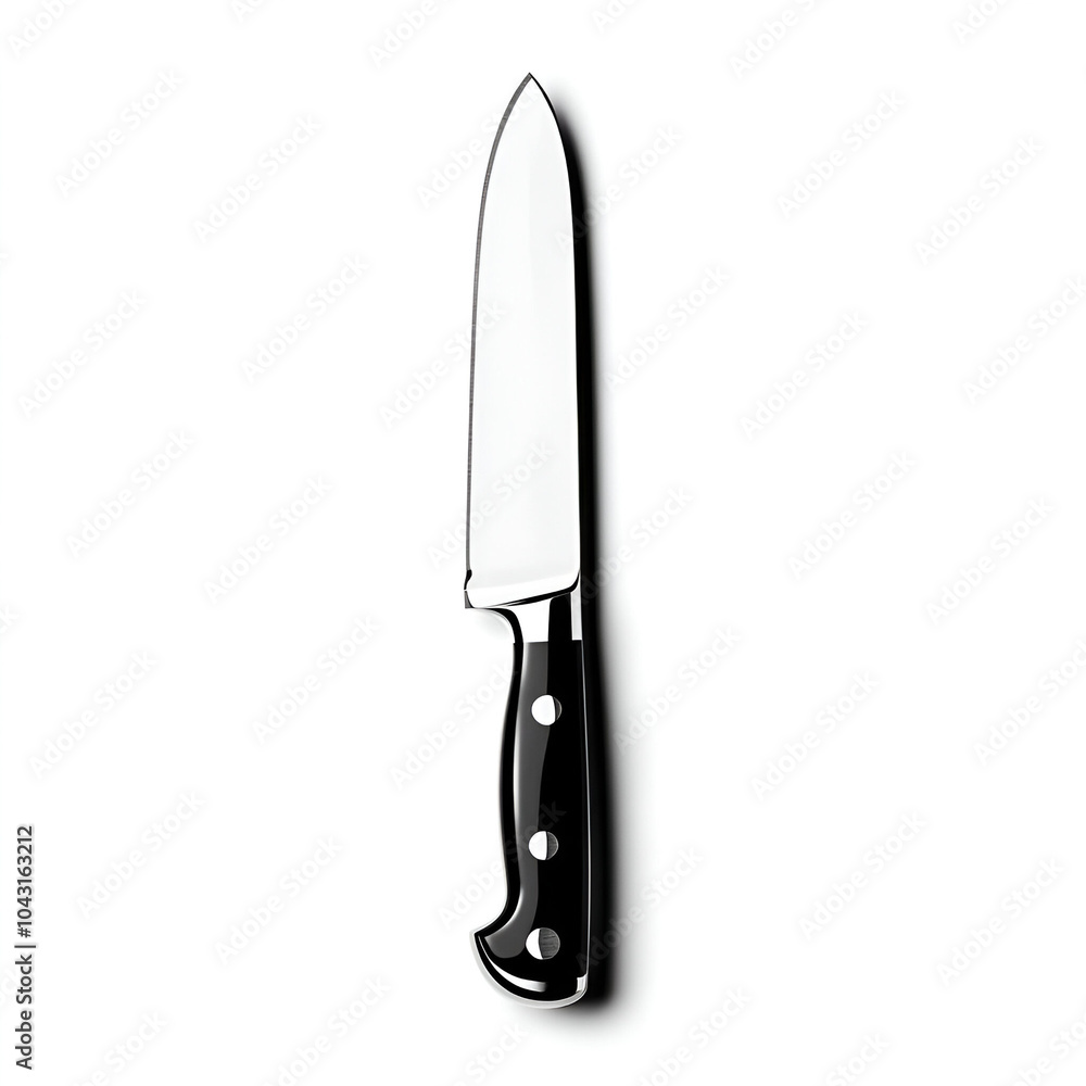 Sharp kitchen knife with black handle, isolated. Sharp kitchen knife with black handle, isolated.