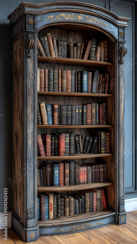 Wallpaper Mural Blurred bookshelf background.Bookshelf in Library with antique books. 3d rendering. Torontodigital.ca