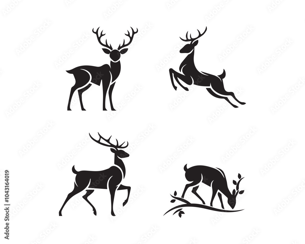Cute Deer silhouette vector icon Cute Deer silhouette vector icon