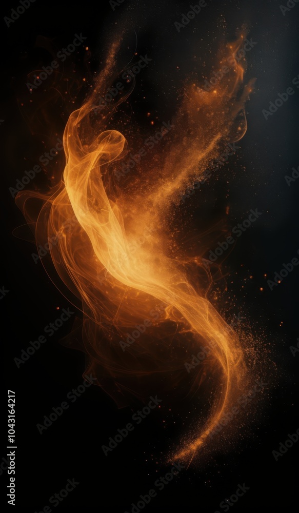 Fototapeta premium a close up of a cell phone with a fire on fiery particles