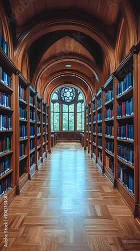 Wallpaper Mural Blurred bookshelf background.Bookshelf in Library with antique books. 3d rendering. Torontodigital.ca