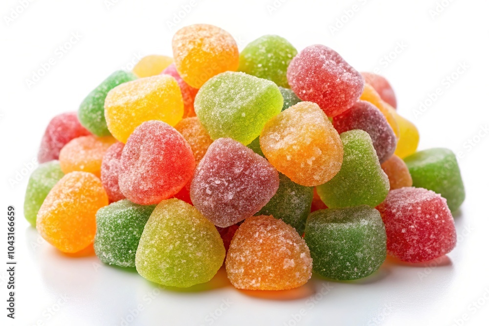 Gummy sour candy isolated on white background, extreme close-up Gummy sour candy isolated on white background, extreme close-up