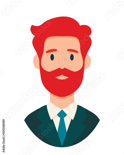 People avatar. Red-haired man head with a beard isolated on white background. Cute vector illustration. Flat style