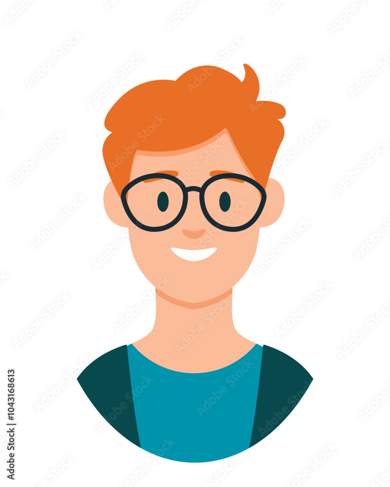 People avatar. Red-haired man head isolated on white background. Cute vector illustration. Flat style People avatar. Red-haired man head isolated on white background. Cute vector illustration. Flat style