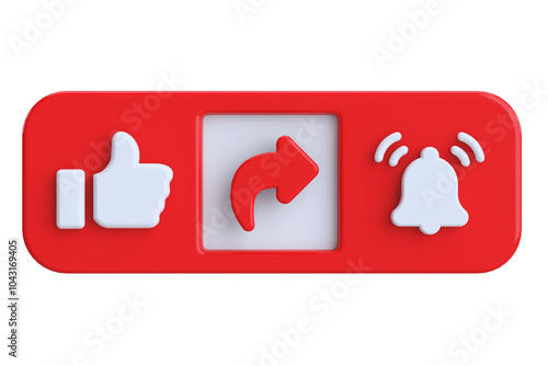 Play button icon,subscribe,ring,like buttton on a transparent background photo