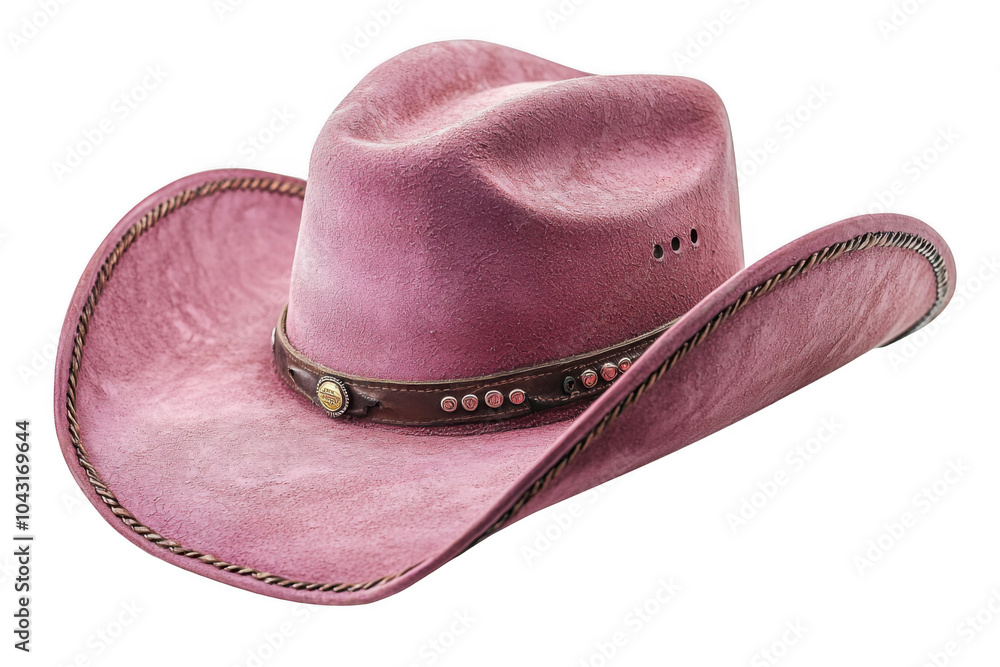 Pink cowboy hat isolated on transparent background, png file, no background png file