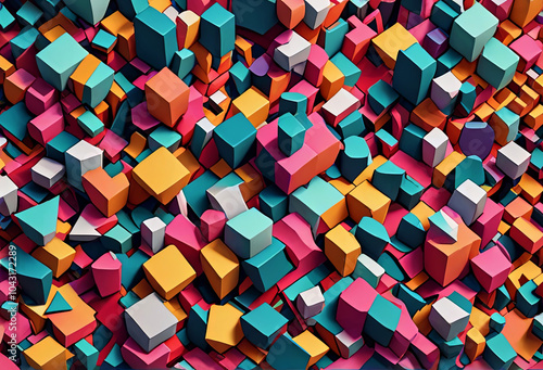 Abstract bright 3D colorful cube shapes decorative background