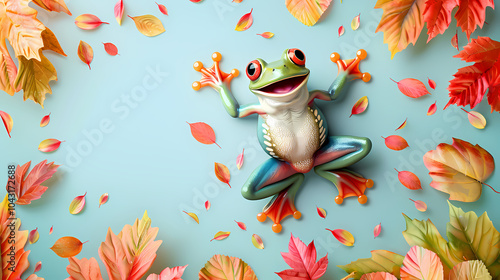frog on a green background Generated AI 