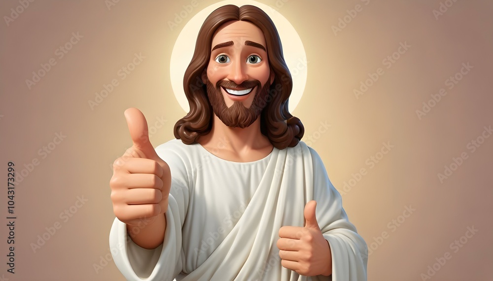 Thumbs up Jesus with copy space for your promotional message Thumbs up Jesus with copy space for your promotional message