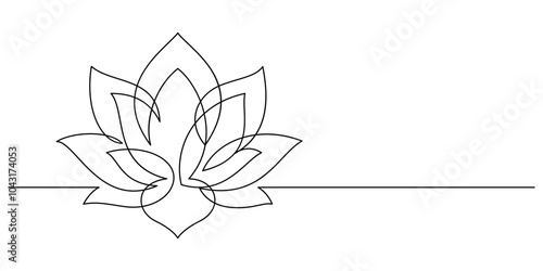 lotus blooming minimalist art one line continuous